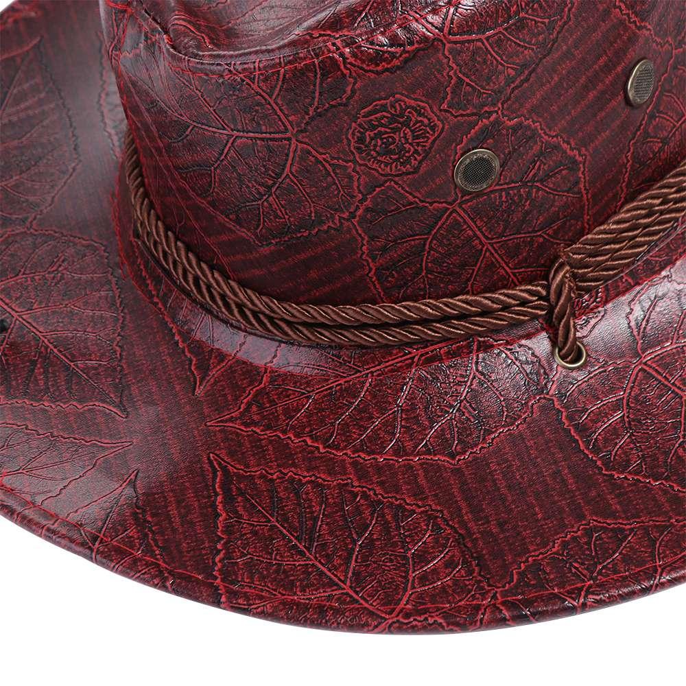 Elegant Cycling Caps Knight Hat Sun Protection Caps Climbing Hats Sunscreen Caps Western Cowboy Hats PU Leather Summer Sun Hats
