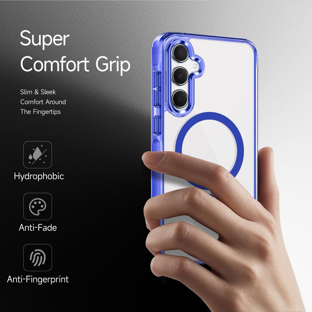 Магнитный чехол для телефона Samsung Galaxy A35 5G, TPU рамка, прозрачная поликарбонатная задняя крышка