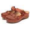 2023 Women's Sandals Large Size Vintage Flat Sandals Round Toe Flower Wedges Thick Sole Slippers for Women