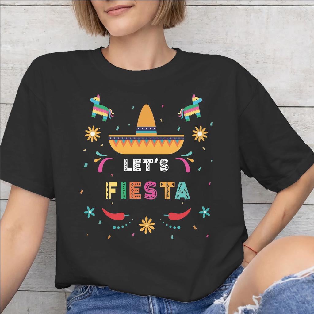 Lets Fiesta Cinco De Mayo Tee Shirt for Unisex Unisex Gift T Shirts 100 Cotton Clothes