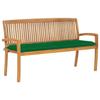 Stackable Garden Bench and Cushion vidaXL , 159 Cm, Solid Teak Wood,