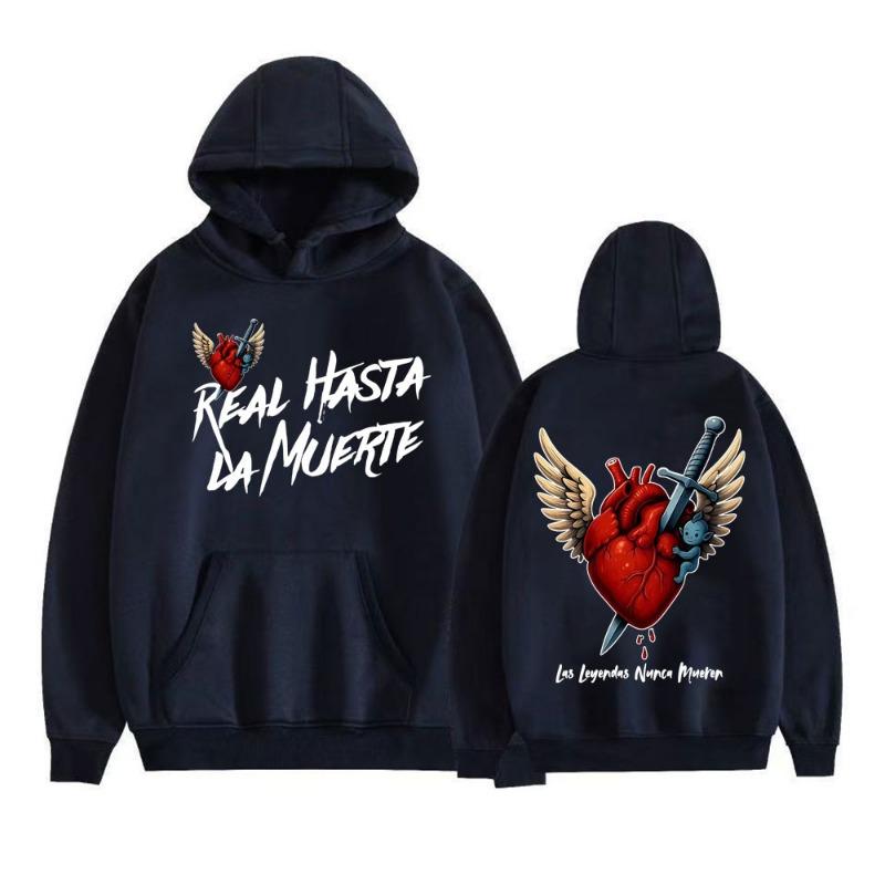 Anuel AA Rhlm 2 Real Hasta La Muerte Худи с сердцем Мужские Женские Мода Ретро Жилет-толстовка Повседневная Толстовка из флиса Оверсайз