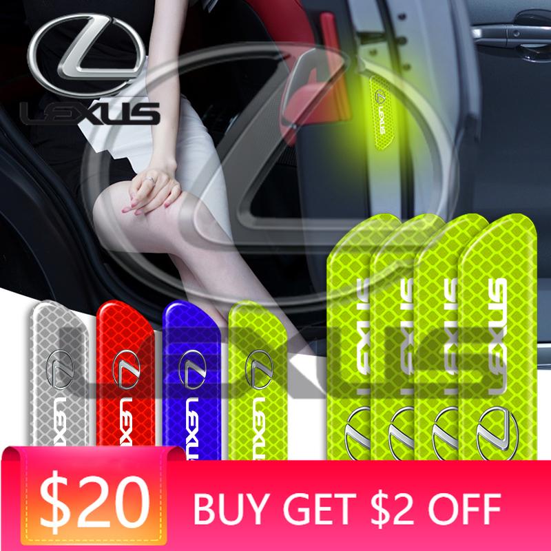Emblems 4PCS/set Car Reflective Safety Strip Stickers For Lexus ES RX LS IS NX CT LX IS250 IS200 CT200H GS300 LS430 RX450H LX57 ADS1