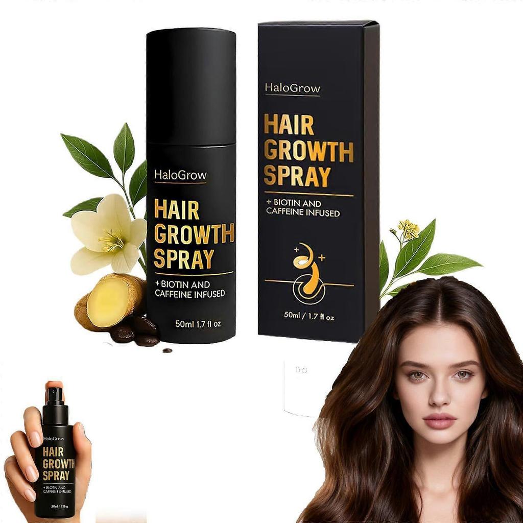 HaloGrow Hair Growth Spray All Hair Types with Natural Ingredients, Reduced Shedding, Hydration and Silky Texture- 50ml