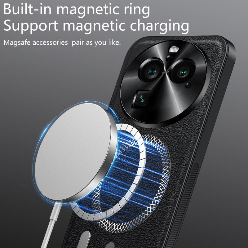 For Oppo Find X6 Pro Case Magnetic Elegant Leather Wear-Resistant Lens Fully Covered Non-Slip Grip Edge Cover Shell