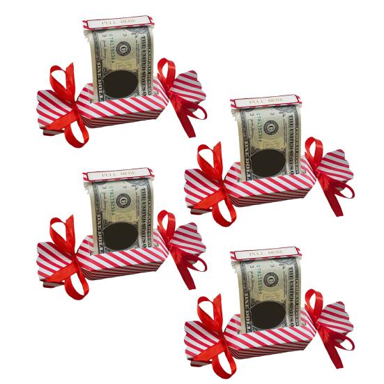 4Pcs Christmas Surprise Money Pull Pouch DIY Cash Pull Out Box with Ribbons Holiday Money Holder for Cash Gift Pull