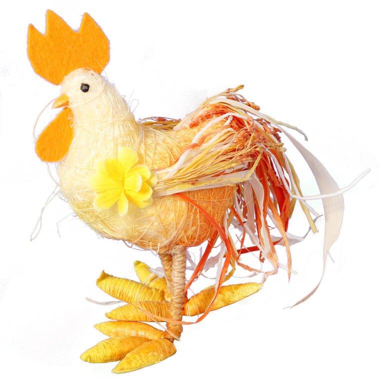 Orange Sisal Rooster - Decorative Figurine 18x24 cm