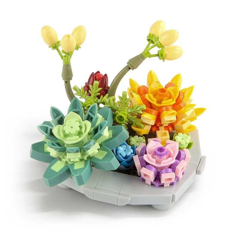 Детский строительный блок, игрушка, цветочная композиция, строительный блок в горшке, сборка своими руками, мелкий строительный блок, набор цветов