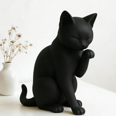 Модель Черной Кошки, Миниатюрное Украшение в Форме Кошки, 3D-печатная Матовая Черная Декоративная Фигурка для Рабочего Стола, Прихожей, Спальни