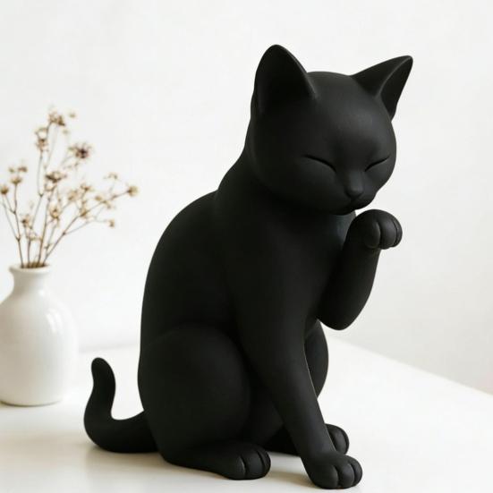 Модель Черной Кошки, Миниатюрное Украшение в Форме Кошки, 3D-печатная Матовая Черная Декоративная Фигурка для Рабочего Стола, Прихожей, Спальни