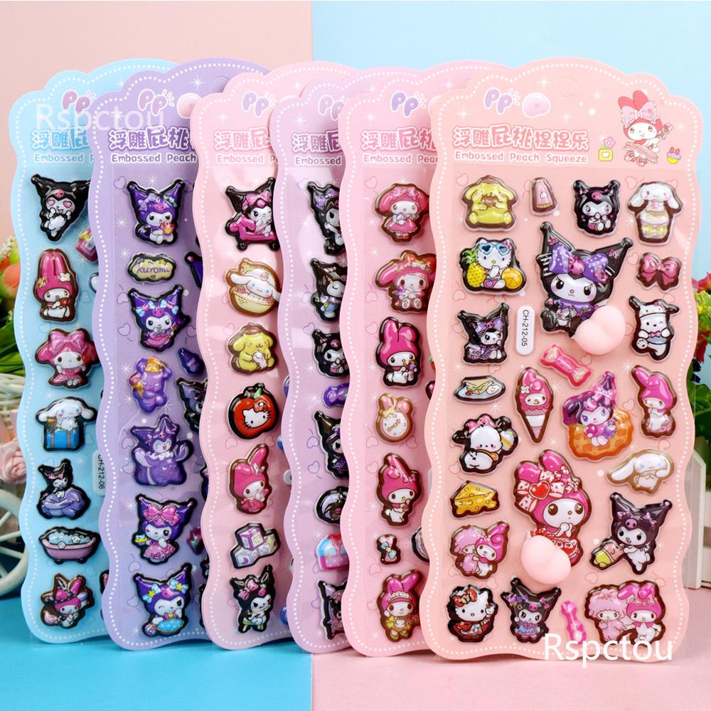 Кавайные 3D Наклейки на Попу Киннаморолль, Моя Мелоди, Куроми Sanrio 3D Рельефные Наклейки Игрушки Милые Снимающие Стресс Мягкие Сжимающиеся Наклейки Подарок