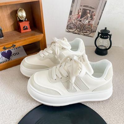 B1101 латексная стелька/толстая подошва туфли с большой головкой женские 2024 новая весна и осень популярные туфли-хлебушки с круглым носком маленькие белые туфли