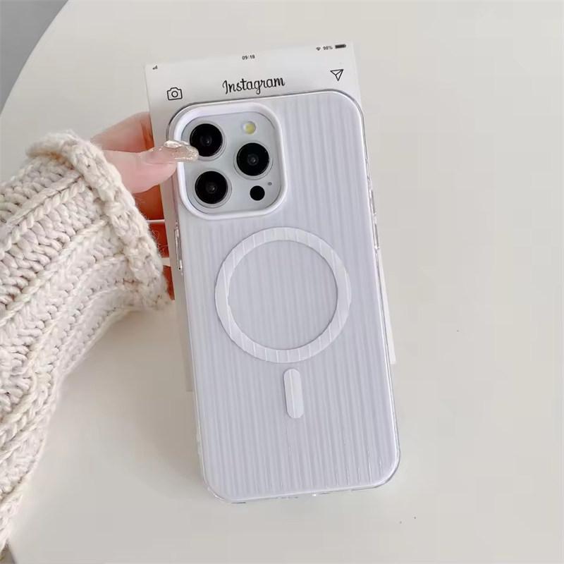 3D ультратонкий чехол для магнитной беспроводной зарядки Coque для iPhone 11 12 13 14 15 16 Pro Max защитная задняя крышка