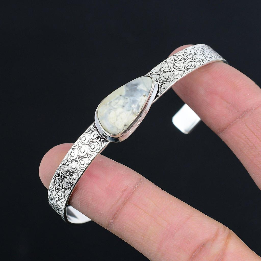 Sisters Day Sale Trillion Maligano Jasper Stone 925 Sterling Silver New Bangle