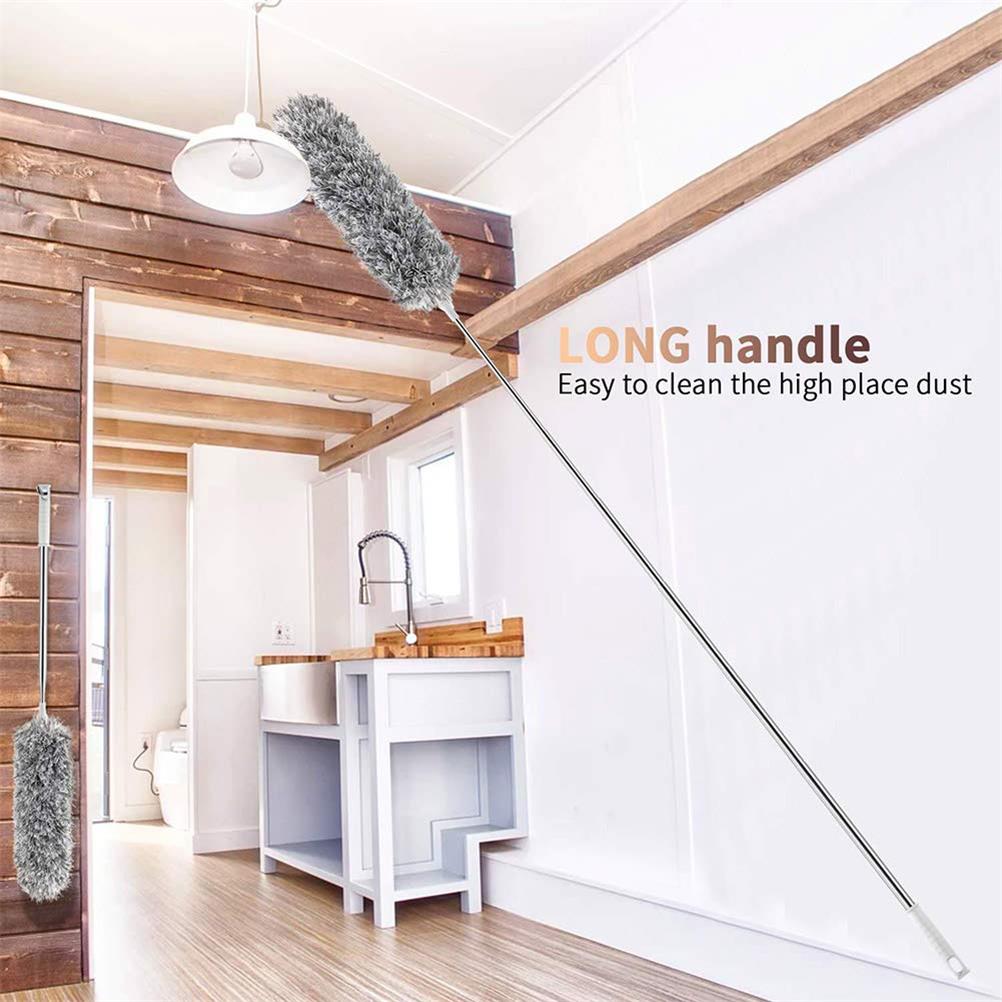 Microfiber Duster with Extension Pole with Bendable Head Extendable Duster for Cleaning Ceiling Fan Keyboard Furniture