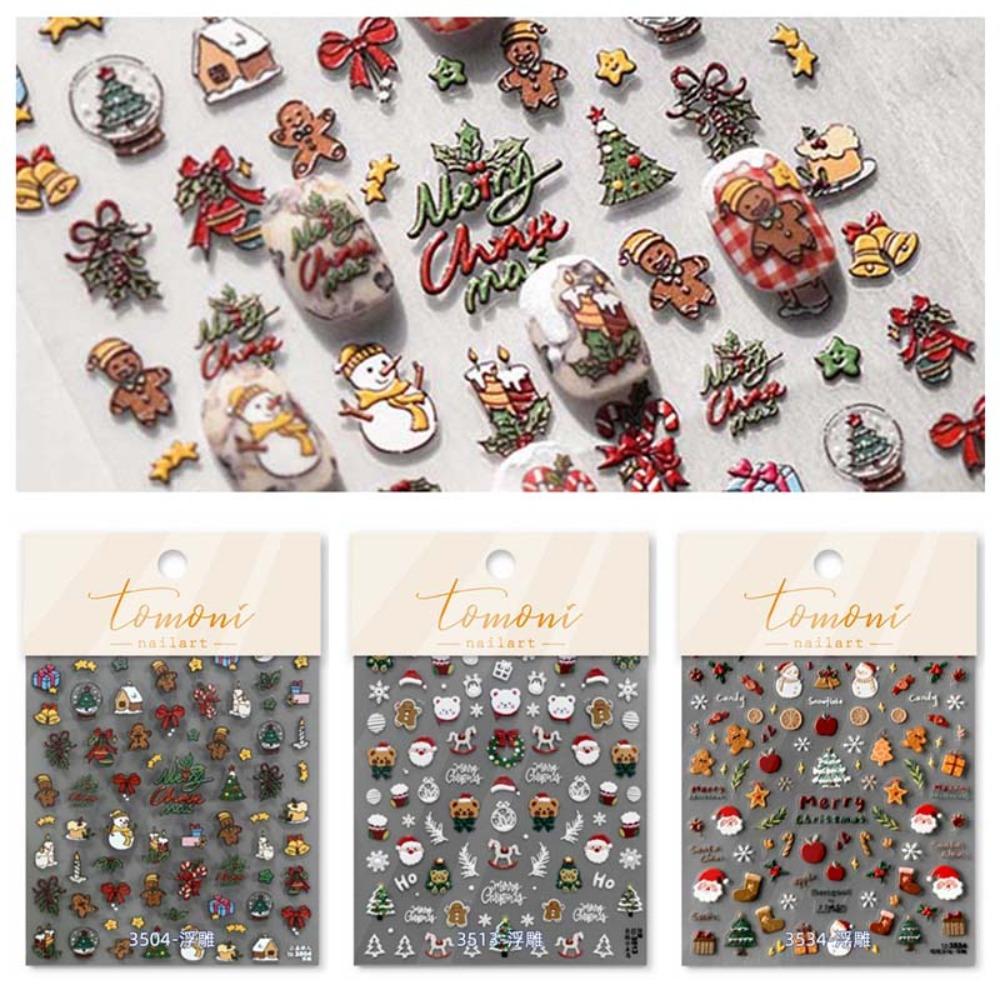 Embossed Stickers Christmas Nail Decals Christmas Nail Charms Christmas Nail Decorations  Winter