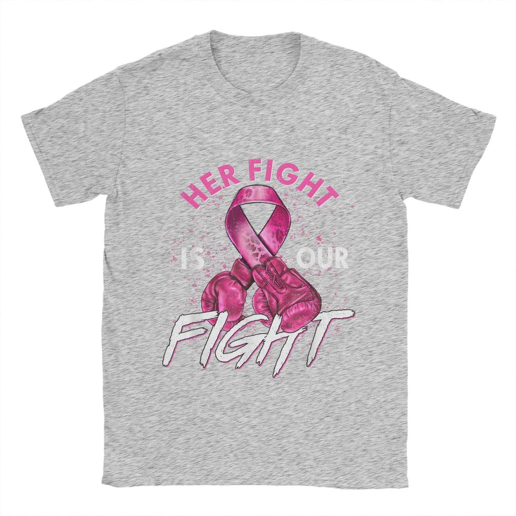 Vintage Fight Is Our Fight Breast Cancers  T-Shirt Men O Neck Cotton T Shirts  Short Sleeve Tees Plus Size Clothing