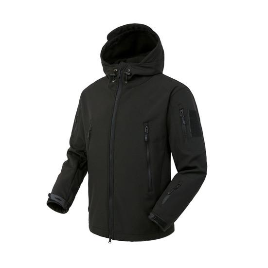 Men Jacket Hooded Long Sleeve Solid Color Jacket Coat with Multi Pockets Zipper