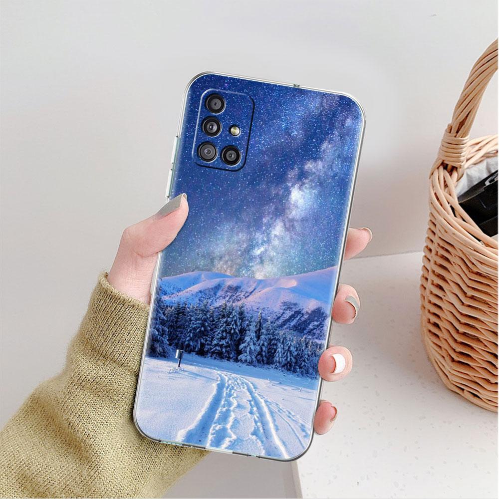 Прозрачный чехол для Samsung Galaxy A52 A12 A51 A32 A21s A71 A32 A22 50 A70 A31 A72 5G, чехол для телефона, зимний жесткий жесткий чехол в Нью-Йорке