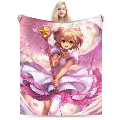Плед Cardcaptor Sakura из фланели, летний, портативный, супермягкий, плед для дома, дивана, плюшевое тонкое одеяло