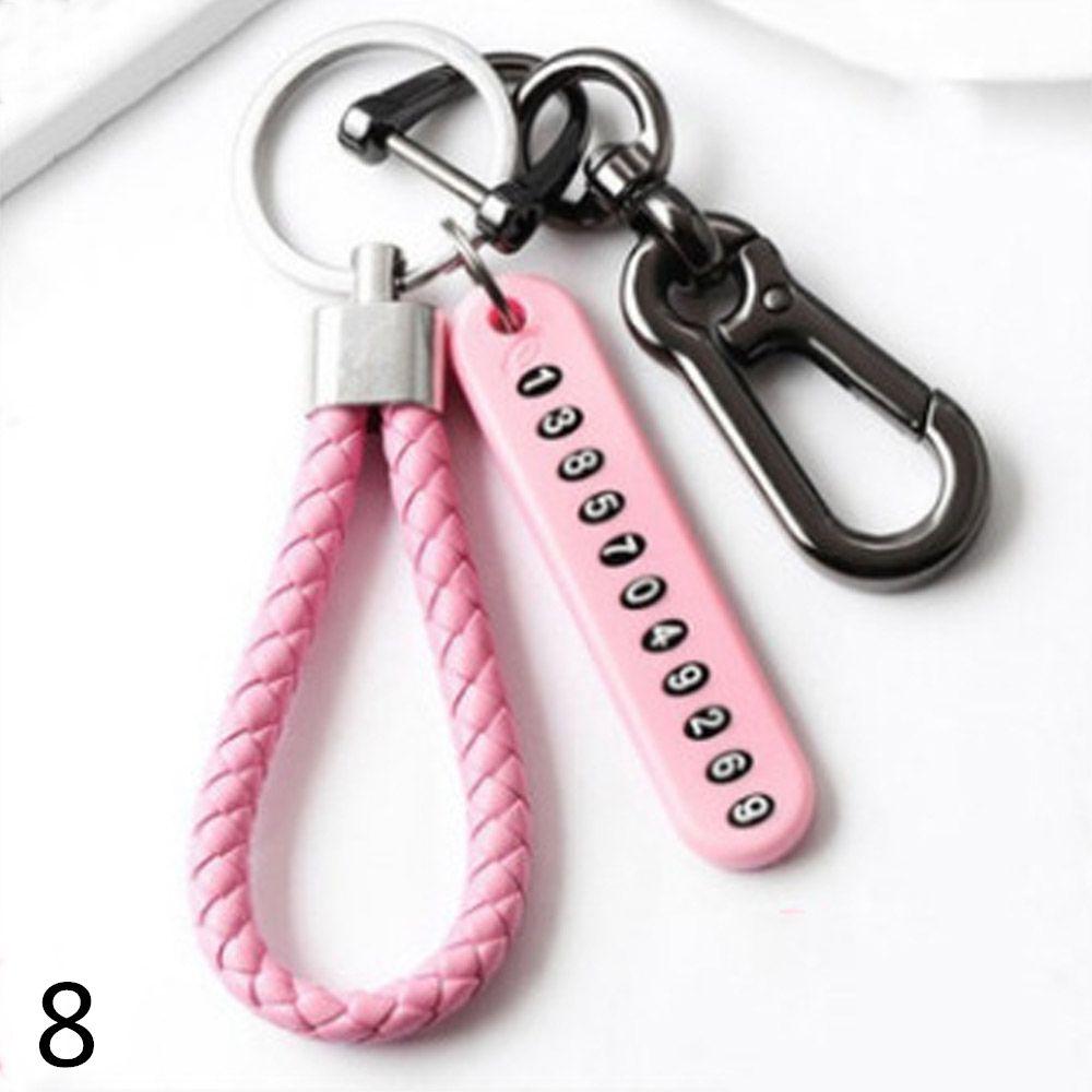 Fashion Weave Bag Pendant Auto Key Chain Leather Phone Number Plate Keyring Anti-lost Car Keychain