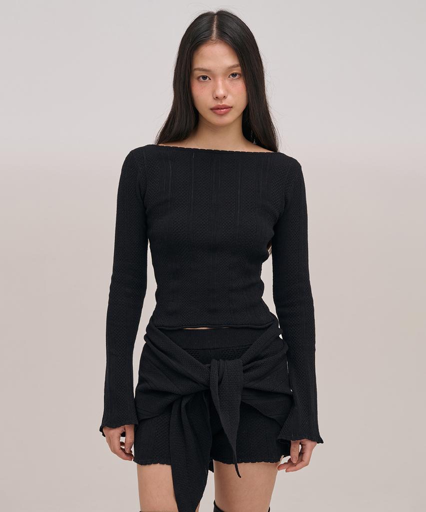 Топ с ажурной вязкой Jolliangbol (черный)