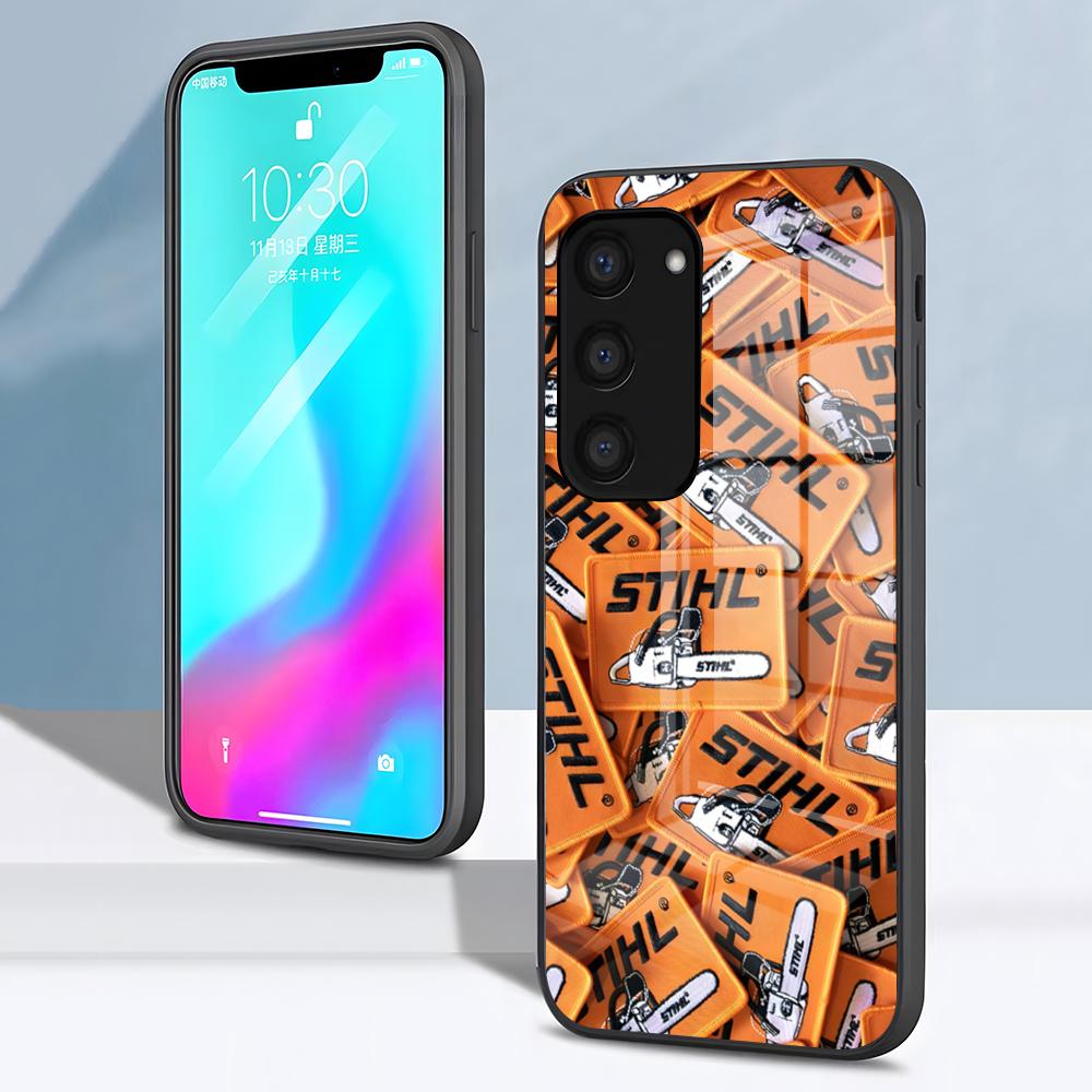 Чехол для телефона с логотипом бензопилы S-STIHLs Для Samsung S26 S25 S24 FE S23 S22 S21 Plus S20 Ultra Note20Ultra Черная стеклянная крышка