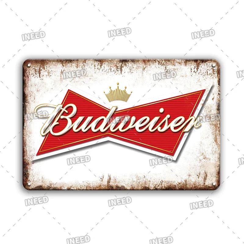 Жестяная табличка Оригинальное ПИВО Budweiser Металлические знаки Забавные металлические постеры Ретро настенная табличка Ретро винтажная тарелка Для настенного декора бара клуба