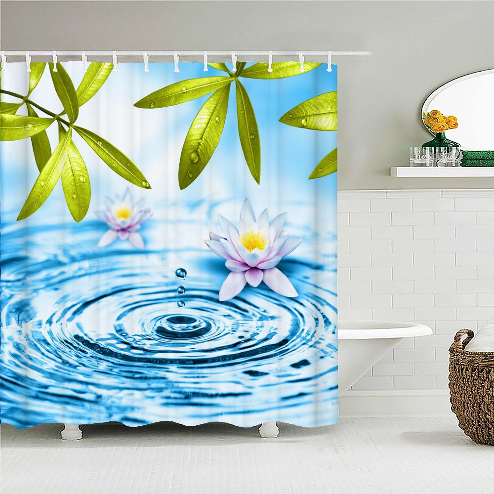 3D Подсолнухи Желтые Цветы Акула Шторки для душа Ванная комната Водонепроницаемая Занавеска для ванны Полиэстеровая ткань с крючками Декор Защитный экран для ванны