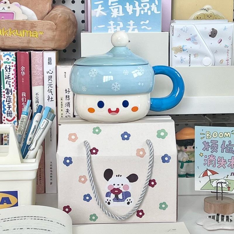 Cute Hat Ceramic Mug with Lid for Girls' Birthday Gifts Gift Box Set