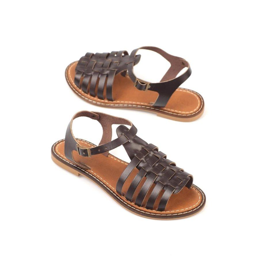 Женские повседневные сандалии из натуральной кожи на плоской подошве