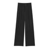 Women Pants High Waist Straight Wide Leg Trousers with Pockets Button Zipper Fly Solid Color Loose Fit Suit Pants Work Wear