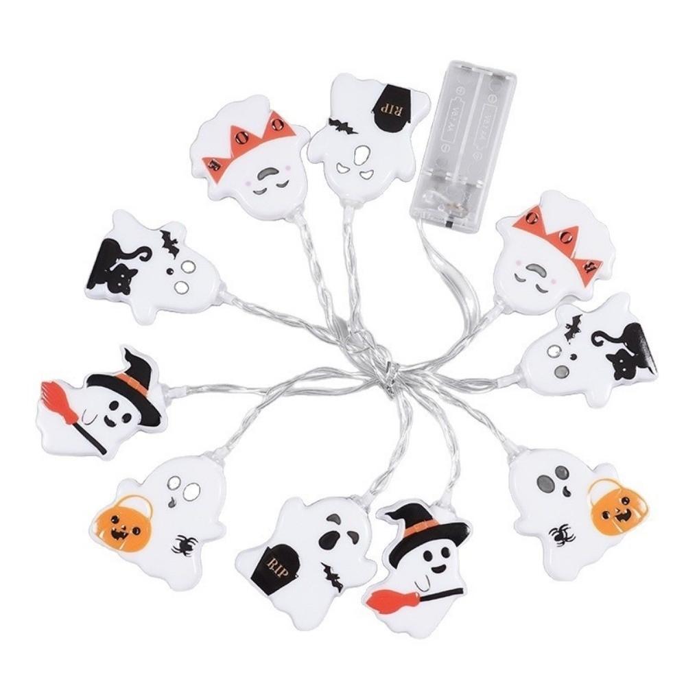 10/20 LED Ghost Decoration String Lights Battery Powered Holiday Decorative Lamp Party Decoration