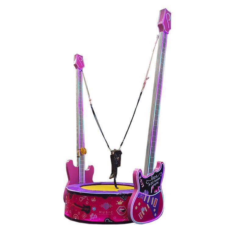 Night Market Guitar-Theme Four-Person Glowing Trampoline with Coconut Tree Design