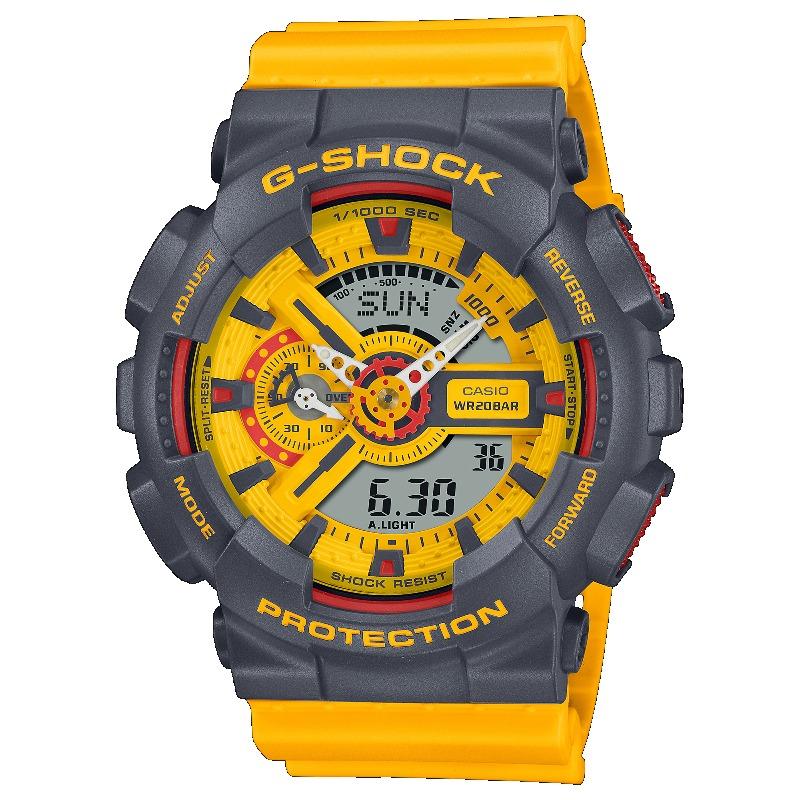 Casio Мужские часы G-SHOCK GA-110Y-9A, цифровые, кварцевые, ударопрочные, водонепроницаемые 200 м, из смолы
