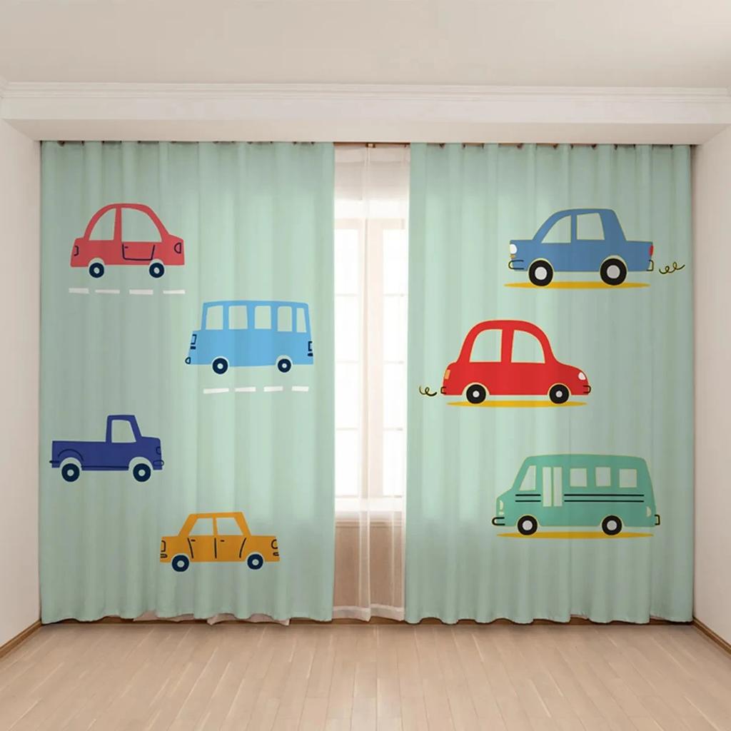 Новая симпатичная синяя желтая игрушечная машинка-экскаватор занавеска для детской комнаты, спальни для мальчиков, детской комнаты, окна детского сада, 2 панели, новый узор