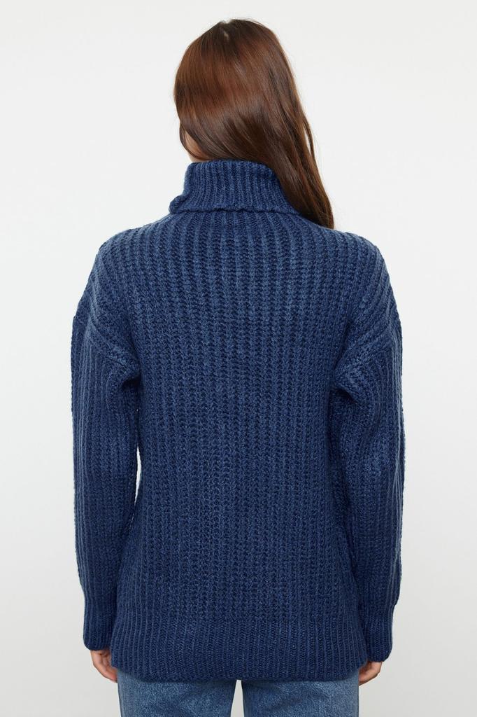 Women's Fashionable Stylish Sweater Black Wide Fit Soft Textured Basic Knitwear Sweater