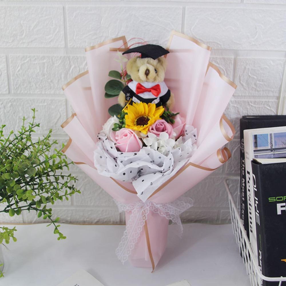 Букет розовых медведей Милый мультяшный медведь Милый мишка Шикарный букет мыльных цветов