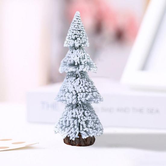 Настольная миниатюрная снежная сосна с деревянной основой, имитация сосновой иглы, мини-орнамент для рождественской елки, реквизит для фотосъемки, зимний праздник для дома