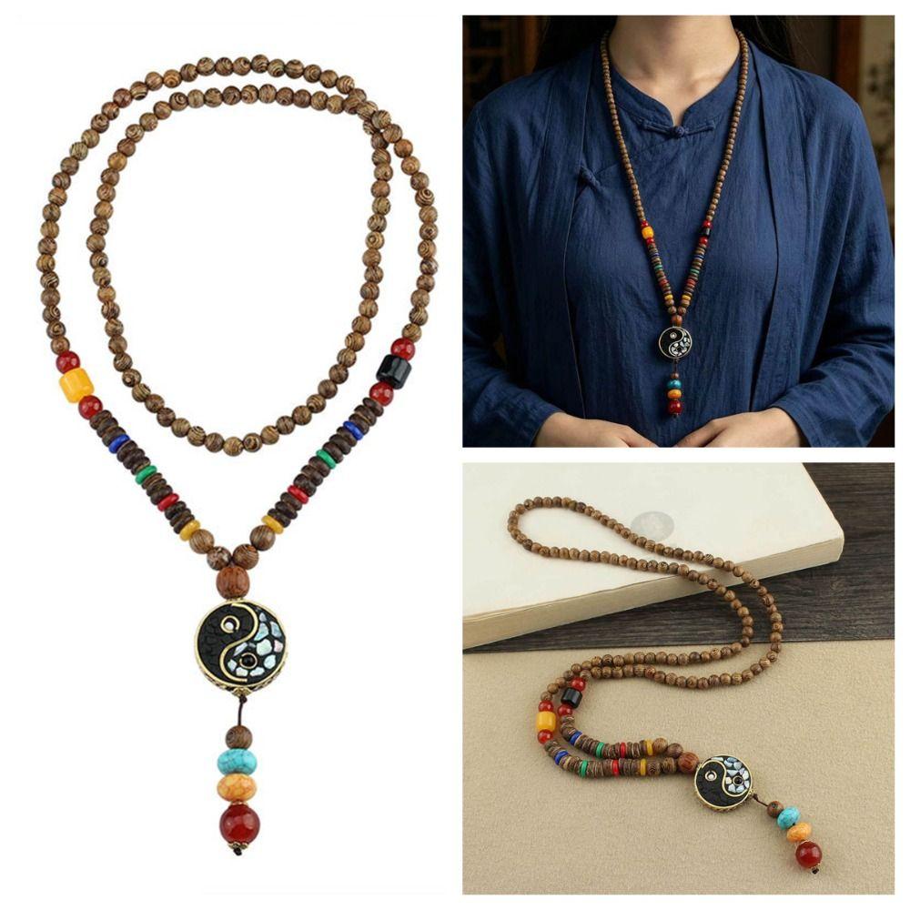 Mala Wood Bead Pendant Necklace Ethnic Jewelry Ethnic Jewelry New Nepal Necklace