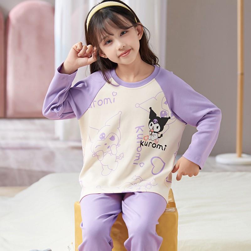 Girls Cotton Pajama Set Cartoon Print Lightweight Sleepwear Home Outfit Kids Ages 8