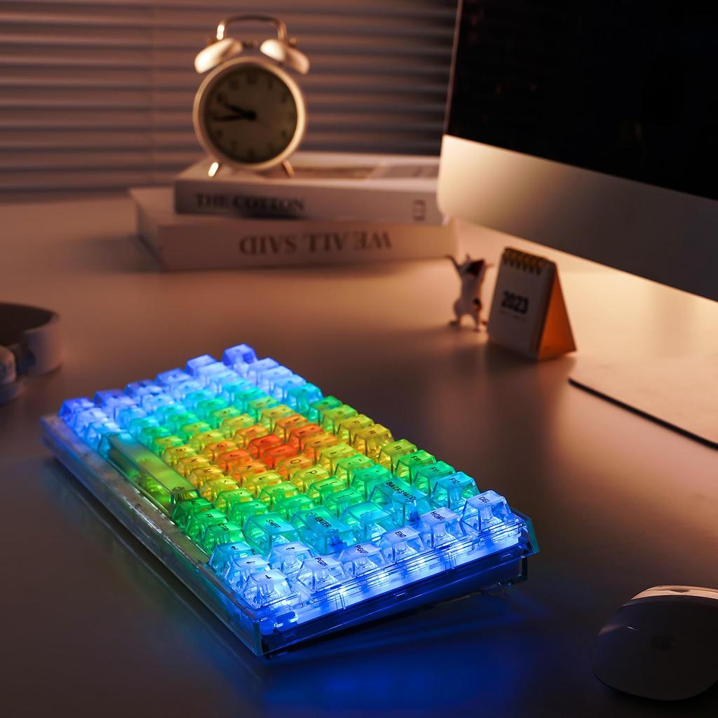 YUNZII X75 Hot Swap Mechanical Keyboard Transparent Keycap Gasket Mounted 75 Keyboard RGB Backlit Gaming Keyboard Compatible with White Wired