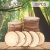30 шт. Натуральные деревянные спилы Круглые Необработанные Деревянные Поленья Набор Предварительно просверленные Деревянные Чипсы для DIY Ремесел Искусства Живописи Свадебные Украшения