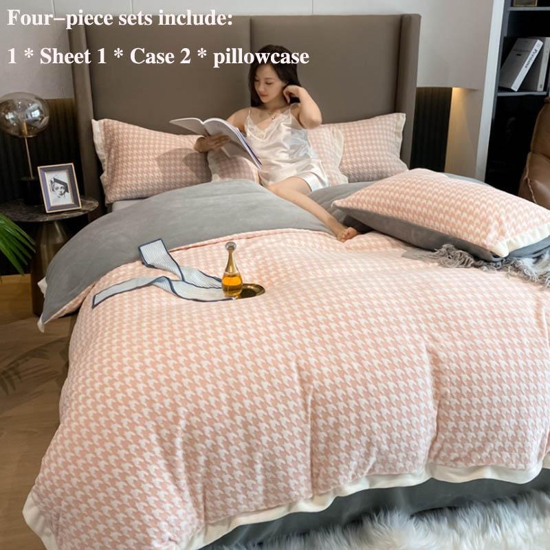 Зимняя утолщенная теплая молочная бархатная кровать, четыре комплекта простых детских бархатных простыней с тысячами птиц