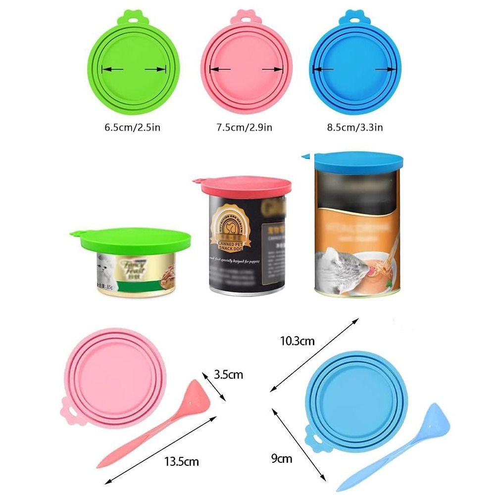 Soft Pet Food Canned Lid Cartoon 3 in 1 Cat Can Lid Dog Food Scoop Silicone Pet Can Lid Set Pet