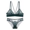 Lace Bra Set Women Soft Non-Wired 3/4 Cup Adjustable Straps Comfortable Breathable Lingerie