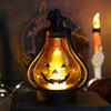 Halloween LED Candle Lamp Battery Powered Portable Lightweight Wind Light Desktop Ornament Halloween Decor Props (10.5 x 15cm)