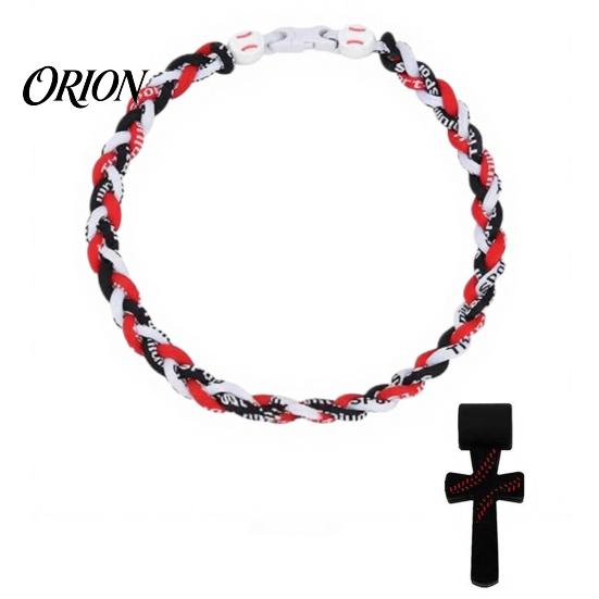 Stainless Steel Crossroads Pendant Triple-Rope Baseball Necklace, Braided Rope Design Necklace with Crossroad Pendant, Team Spirit Gift Sports