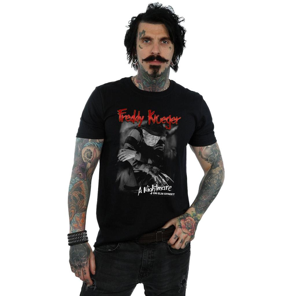 A Nightmare On Elm Street Mens Freddy Black And White Photo T-Shirt