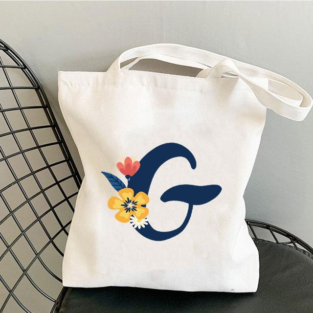 Алфавит Цветочный дизайн Литературные книги Сумка Многоразовая сумка для покупок Женские парусиновые сумки на ремне Модные женские сумки Повседневные сумки